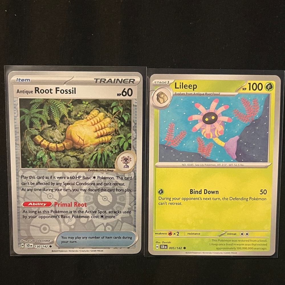 POKEMON CARDS - ANTIQUE ROOT FOSSIL REVERSE HOLO #130/142 & LILEEP #5/142